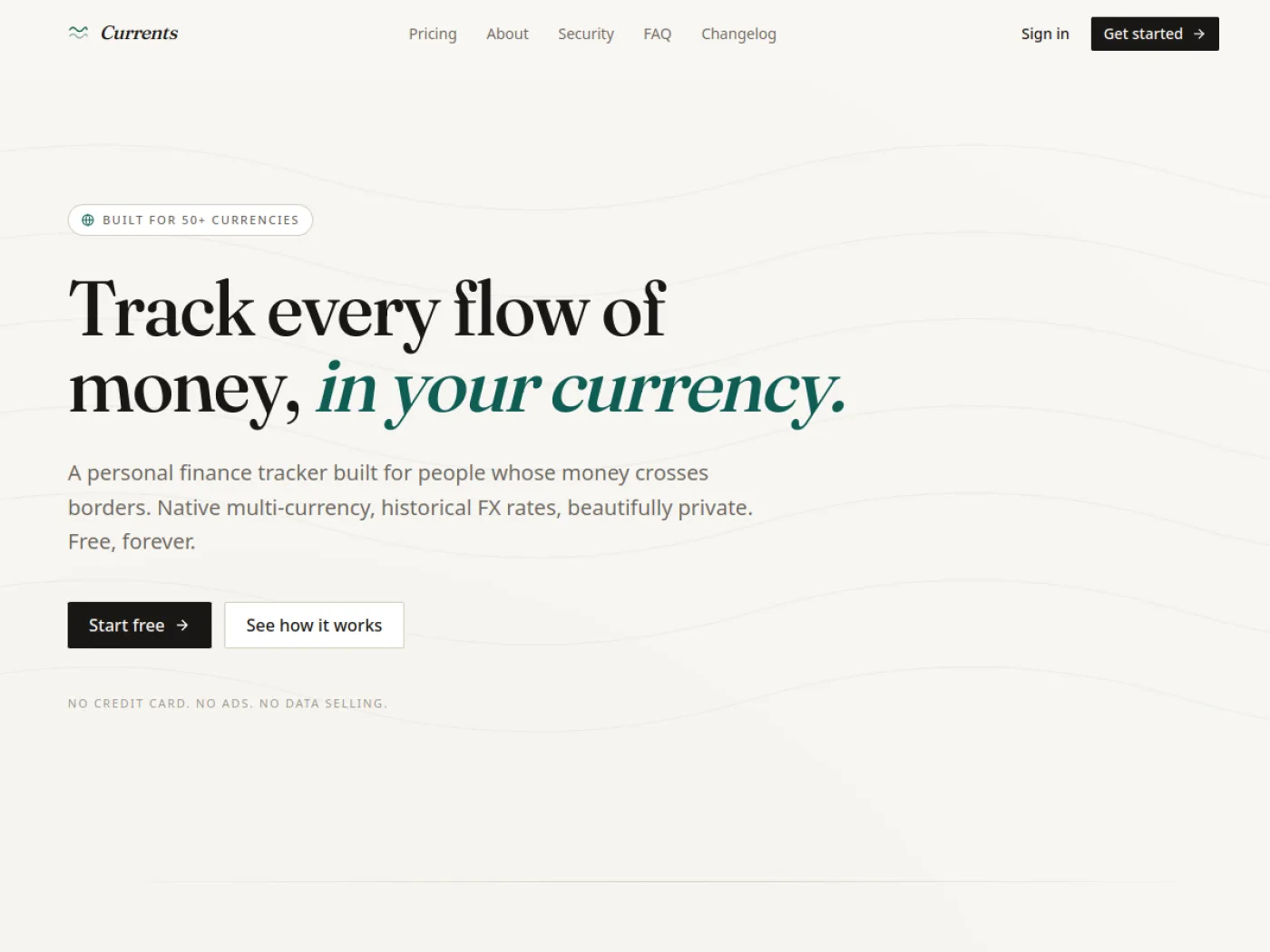 Currents — interface preview